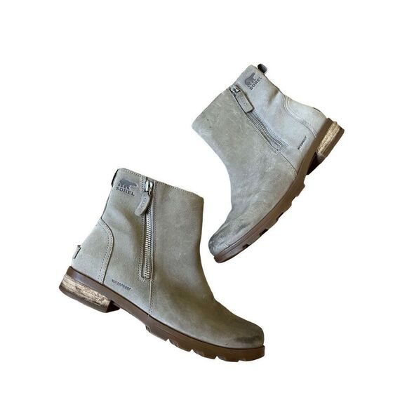 Sorel Shoes - Sorel Emelie Zip Boots Gray Tan size 9